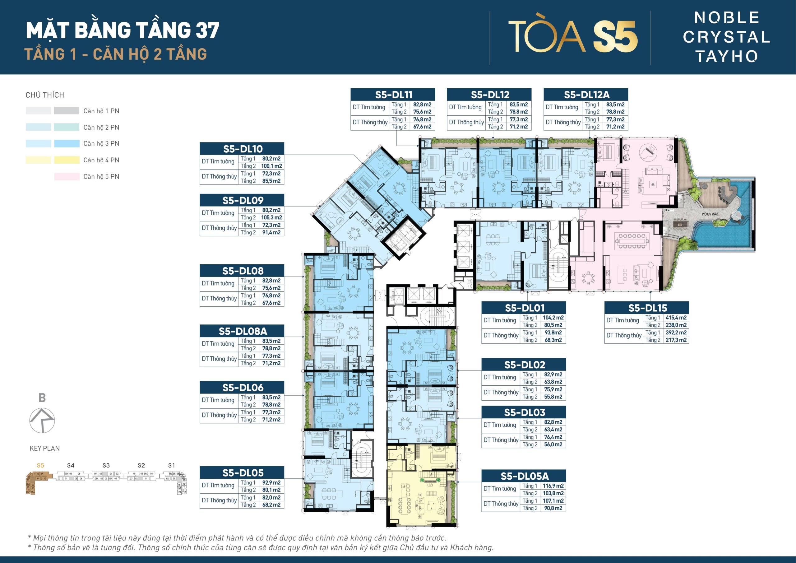 Mặt bằng tầng 37-38 tòa S5 Noble Crystal Tay Ho